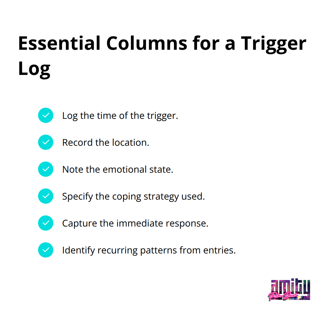 Checklist of the key components and outcomes of an effective trigger log