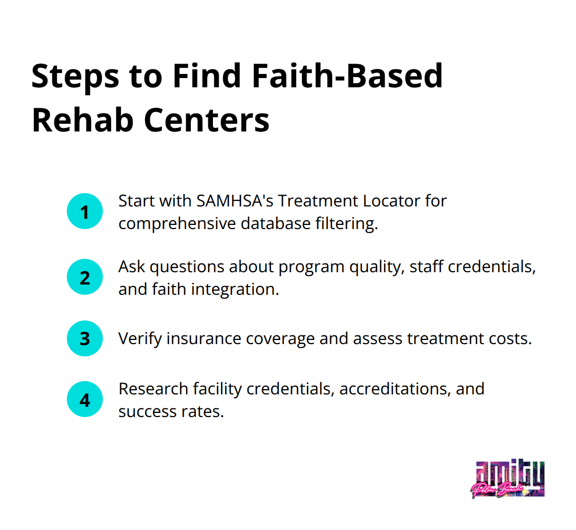 Ordered list of 4 steps to find faith-based rehab centers - faith based rehab centers near me